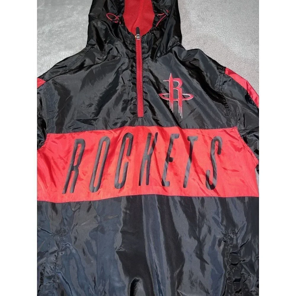 NBA HOUSTON ROCKETS Mens Black Hooded Rain Pullover Sz S